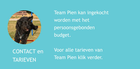 CONTACT en TARIEVEN Team Pien kan ingekocht worden met het persoonsgebonden budget.  Voor alle tarieven van Team Pien klik verder.